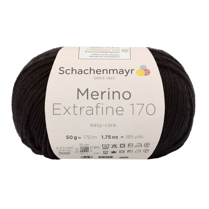 Schachenmayr Merino Extrafine 170 99 musta