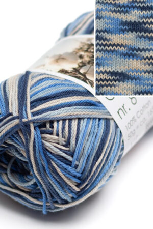 Hjertegarn Cotton nr. 8 Print - 599 sini-beige-kirjava