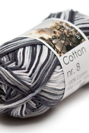 Hjertegarn Cotton nr. 8 Print - 601 mustavalkokirjava