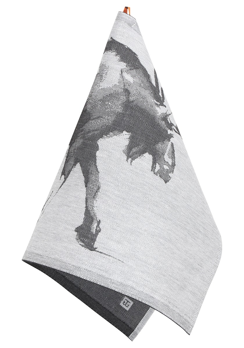 Lapuan Kankurit Keittiöpyyhe Hirvi 46x70cm valko-musta