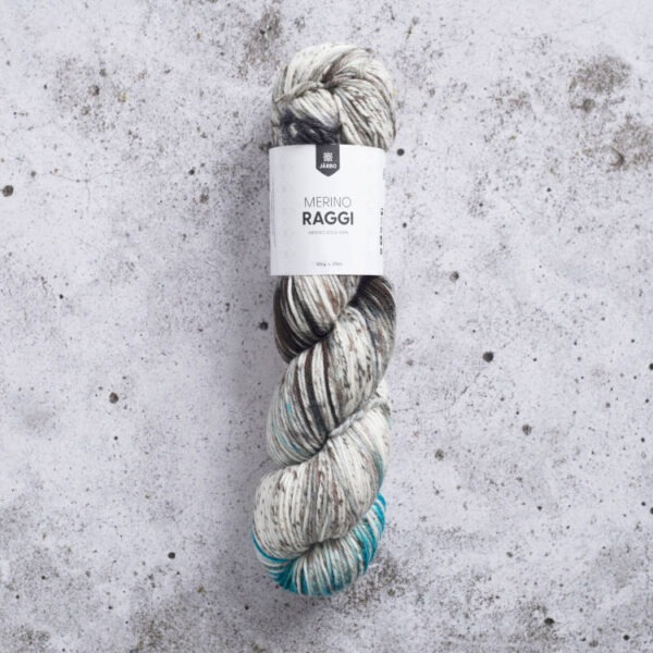 Järbo Merino Raggi 75303 Black and Aqua merinosukkalanka