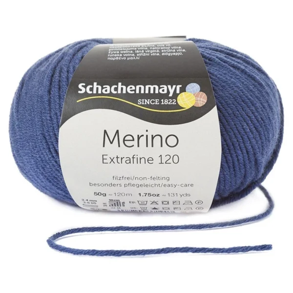 Schachenmayr Merino Extrafine120 - 155 laivastonsininen