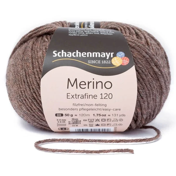 Schachenmayr Merino Extrafine 120 - 114 meleerattu ruskea