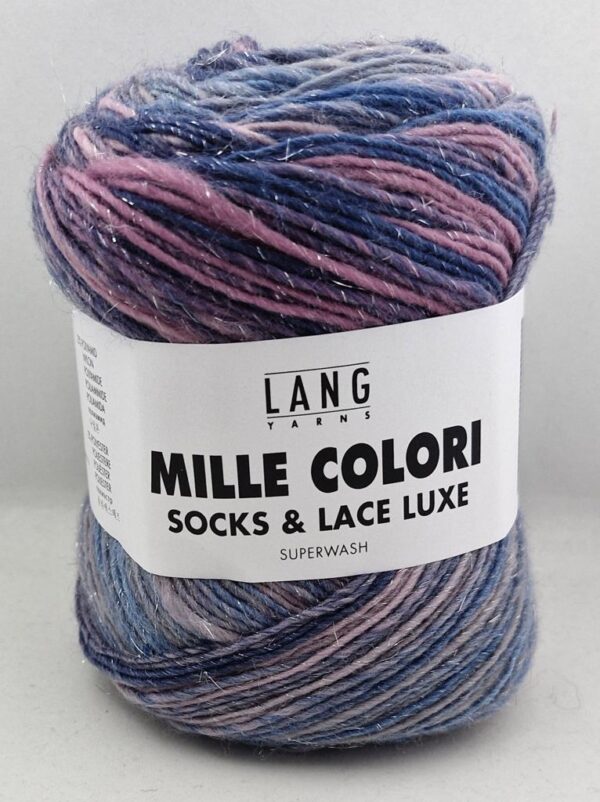 Lang Yarns Mille Colori Socks and Lace Luxe 202 sini-violetti-roosa