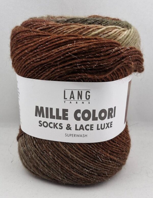 Lang Yarns Mille Colori Socks and Lace Luxe 210 ruskea-beige-vihreä