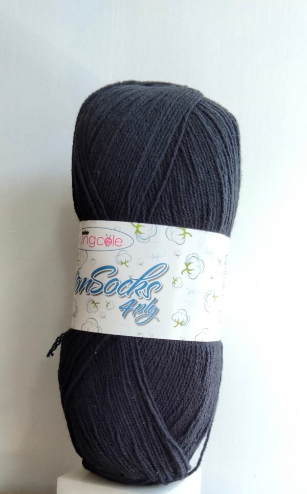 King Cole Cotton Socks 4-ply 4769 musta