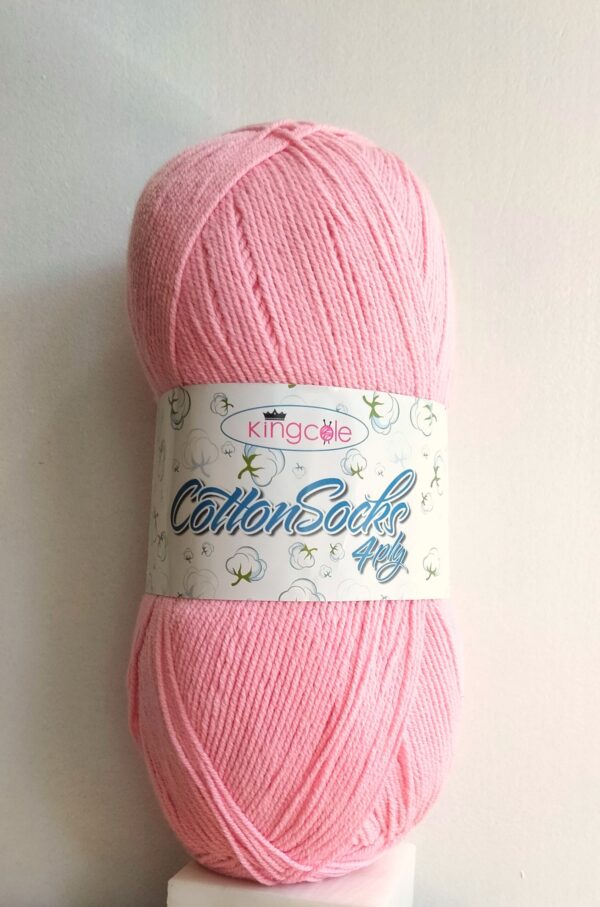 King Cole Cotton Socks 4-ply 4762 vaaleanpunainen