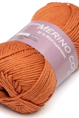 Hjertegarn Merino Cotton 1343 poltettu oranssi
