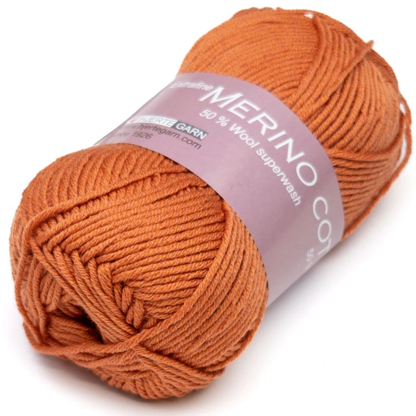 Hjertegarn Merino Cotton 1343 poltettu oranssi