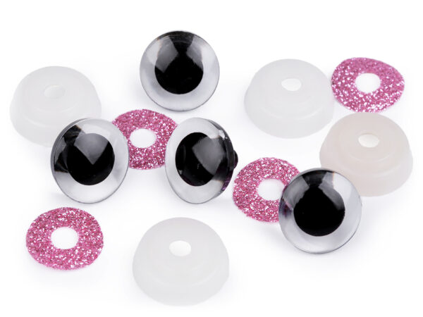 Turvasilmä vaaleanpunainen glitter, halkaisija 20 mm