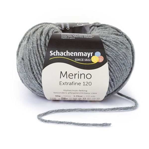 Schachenmayr Merino Extrafine120 - 192 meleerattu harmaa