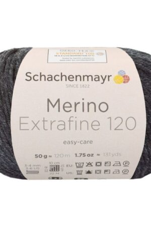 Schachenmayr Merino Extrafine120 - 198 meleerattu antrasiitti