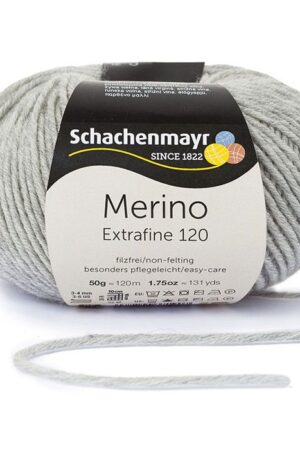 Schachenmayr Merino Extrafine120 - 190 meleerattu vaaleanharmaa