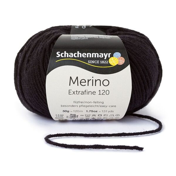 Schachenmayr Merino Extrafine 120 - 199 musta