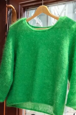 Kirkkaan vihreä PetiteKnit Cumulus Blouse O-neck -pusero, pyöreä pääntie