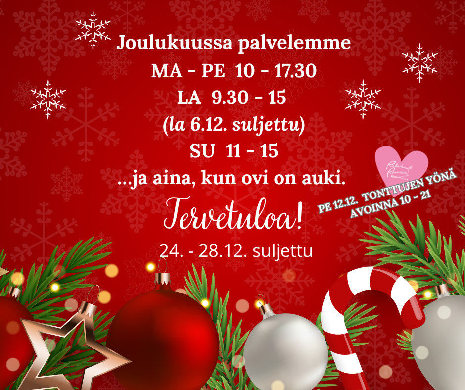 Joulukuun aukioloajat