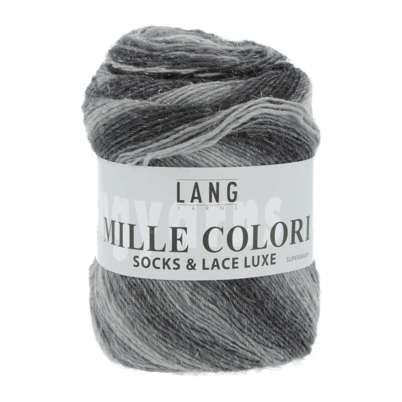 7926-lang-mille colori-3-kerä Lang Yarns Mille Colori Socks and Lace Luxe 3 harmaa-musta