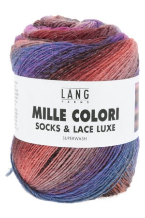 Lang Yarns Mille Colori Socks and Lace Luxe 219 ruskea-punainen-violetti