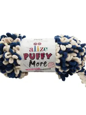 Alize Puffy More 6628 vaalean beige-tummansininen