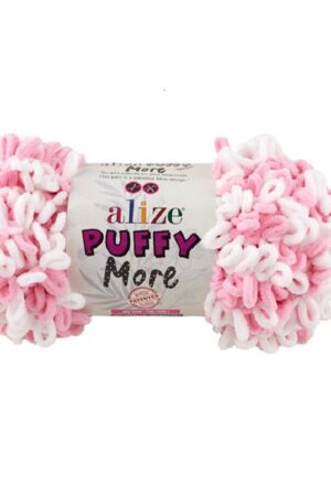 Alize Puffy More 6267 valkoinen-vaaleanpunainen