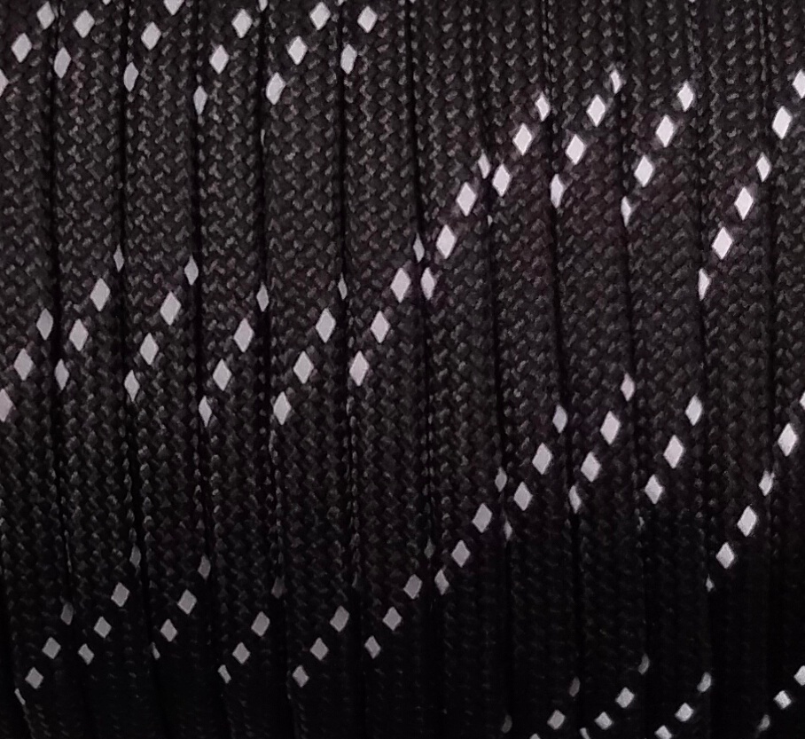 Paracord 4 mm / 5 m heijastava, musta