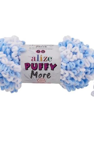 Alize Puffy More 6266 valkoinen-vaaleansininen