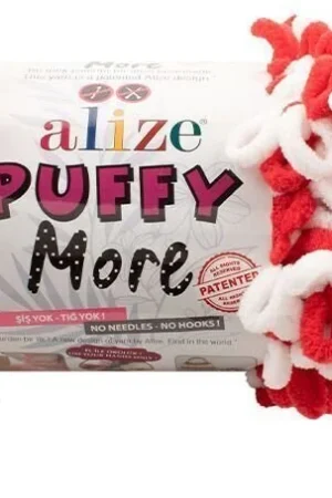 Alize Puffy More 6556 valko-punainen
